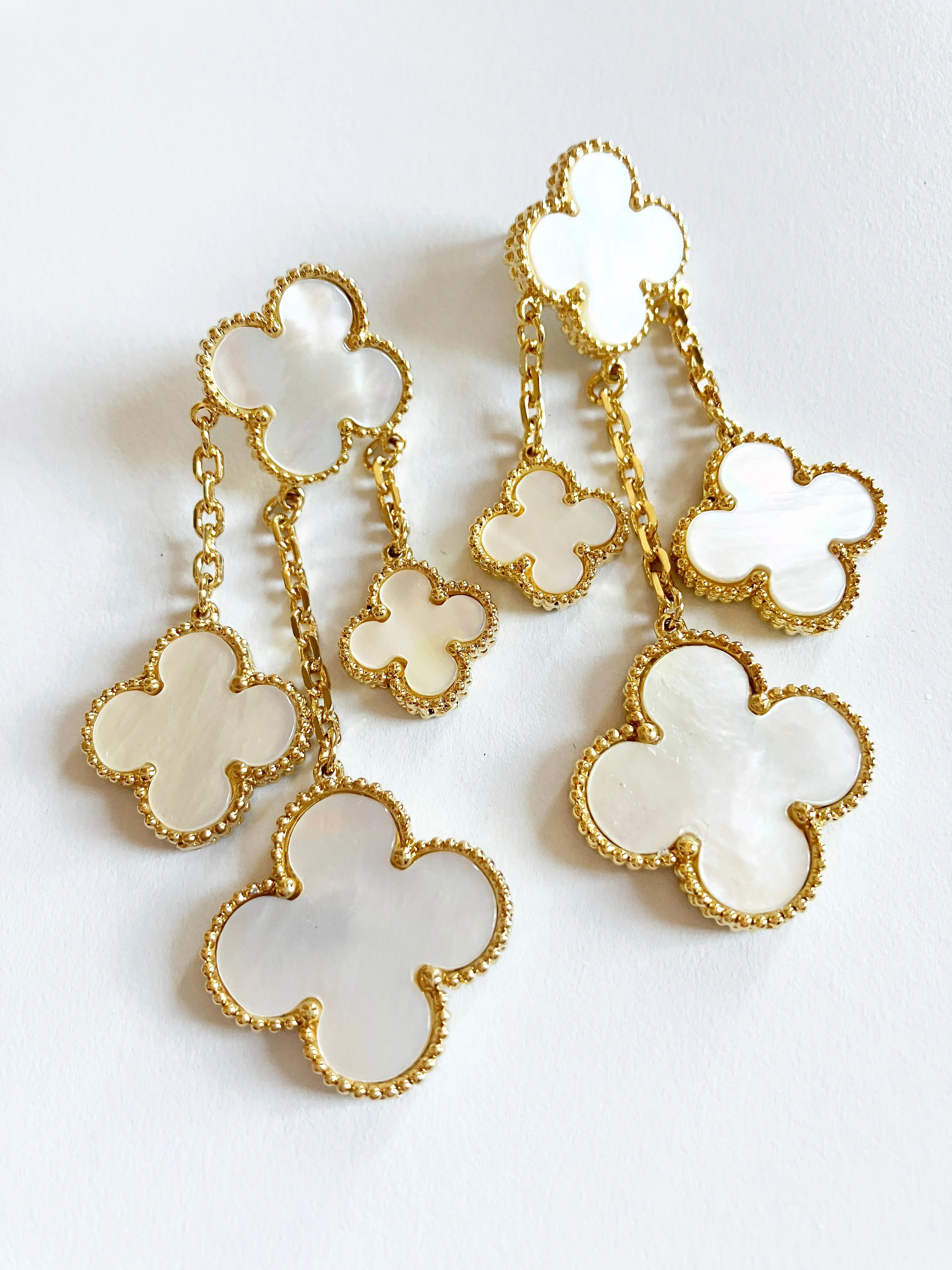 Mother of Pearl Chandelier Earrings in Gold