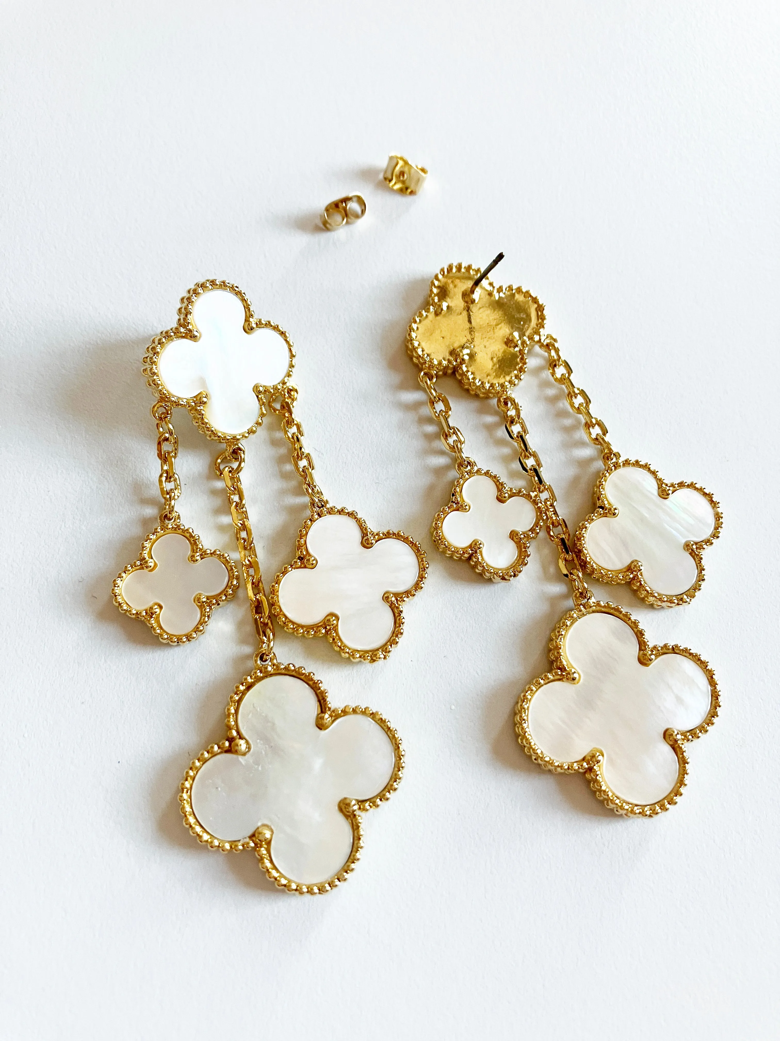 Mother of Pearl Chandelier Earrings in Gold