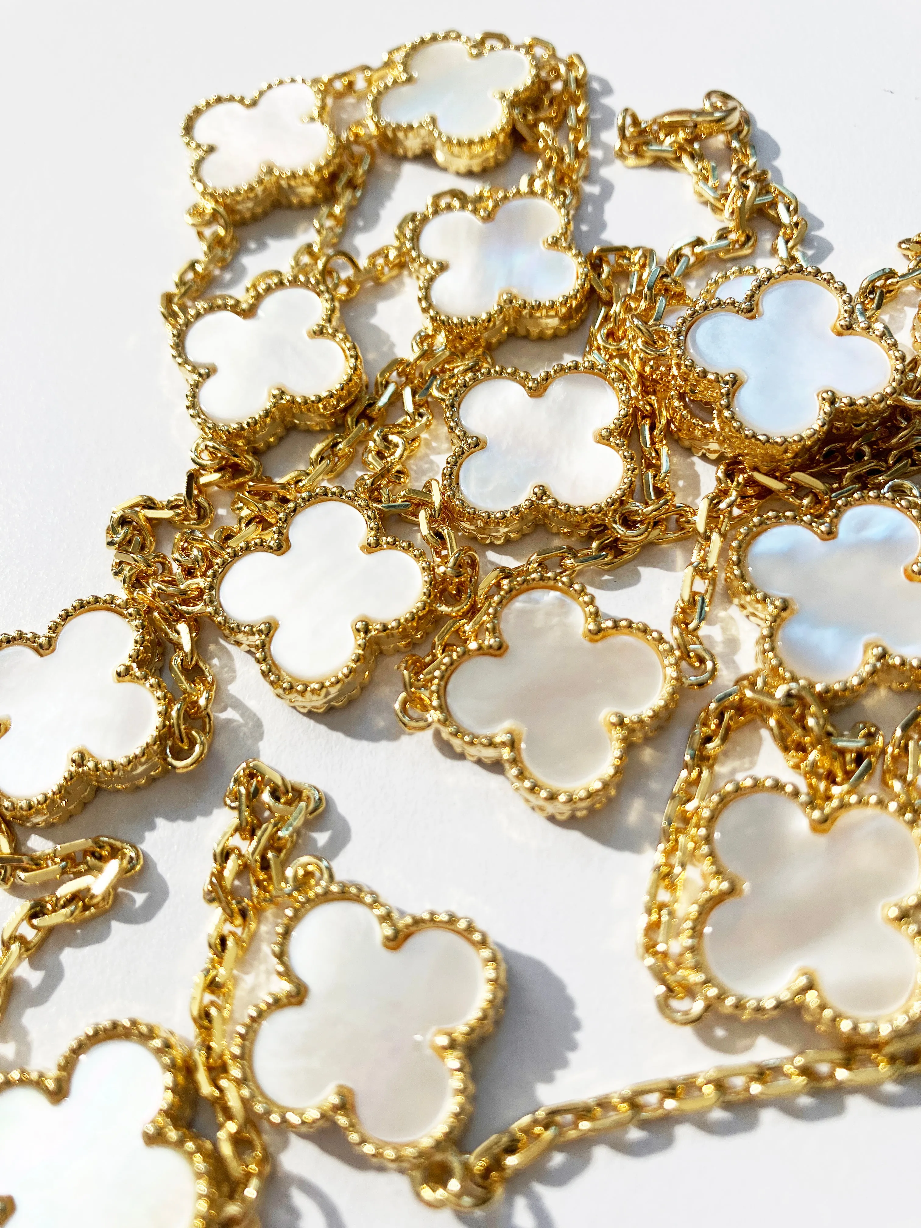 Mother of Pearl Chandelier Earrings in Gold