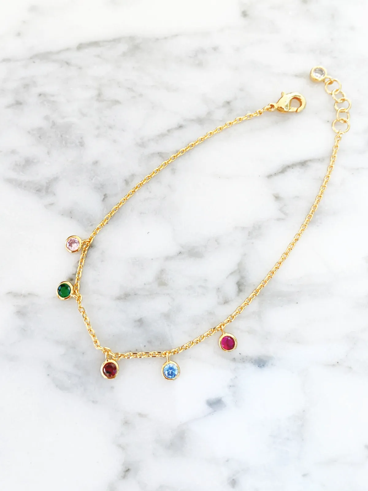 Multicolor CZ Charm Bracelet