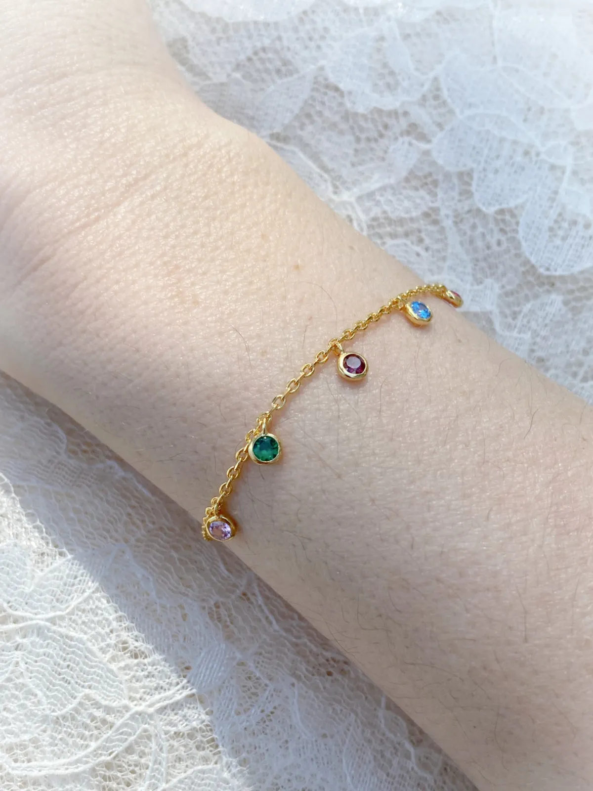 Multicolor CZ Charm Bracelet