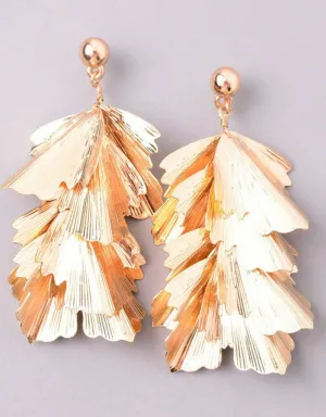 Musa Palm Statement Earrings in Gold