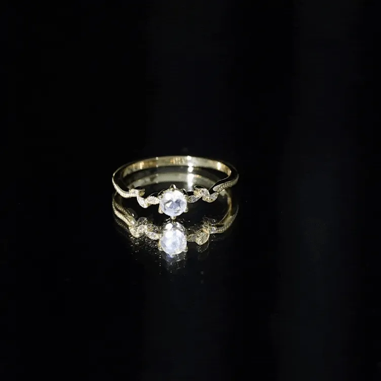 Nature Inspired Moonstone Promise Ring with Diamond