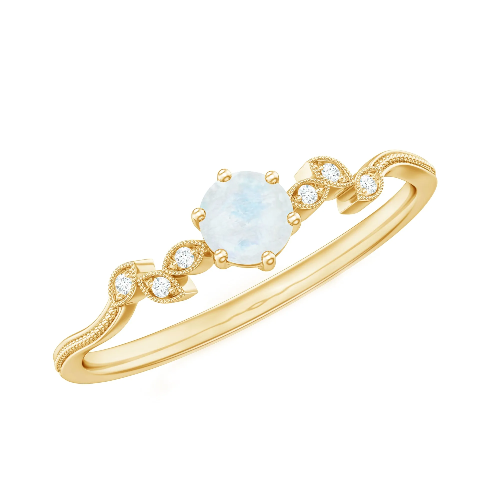 Nature Inspired Moonstone Promise Ring with Diamond