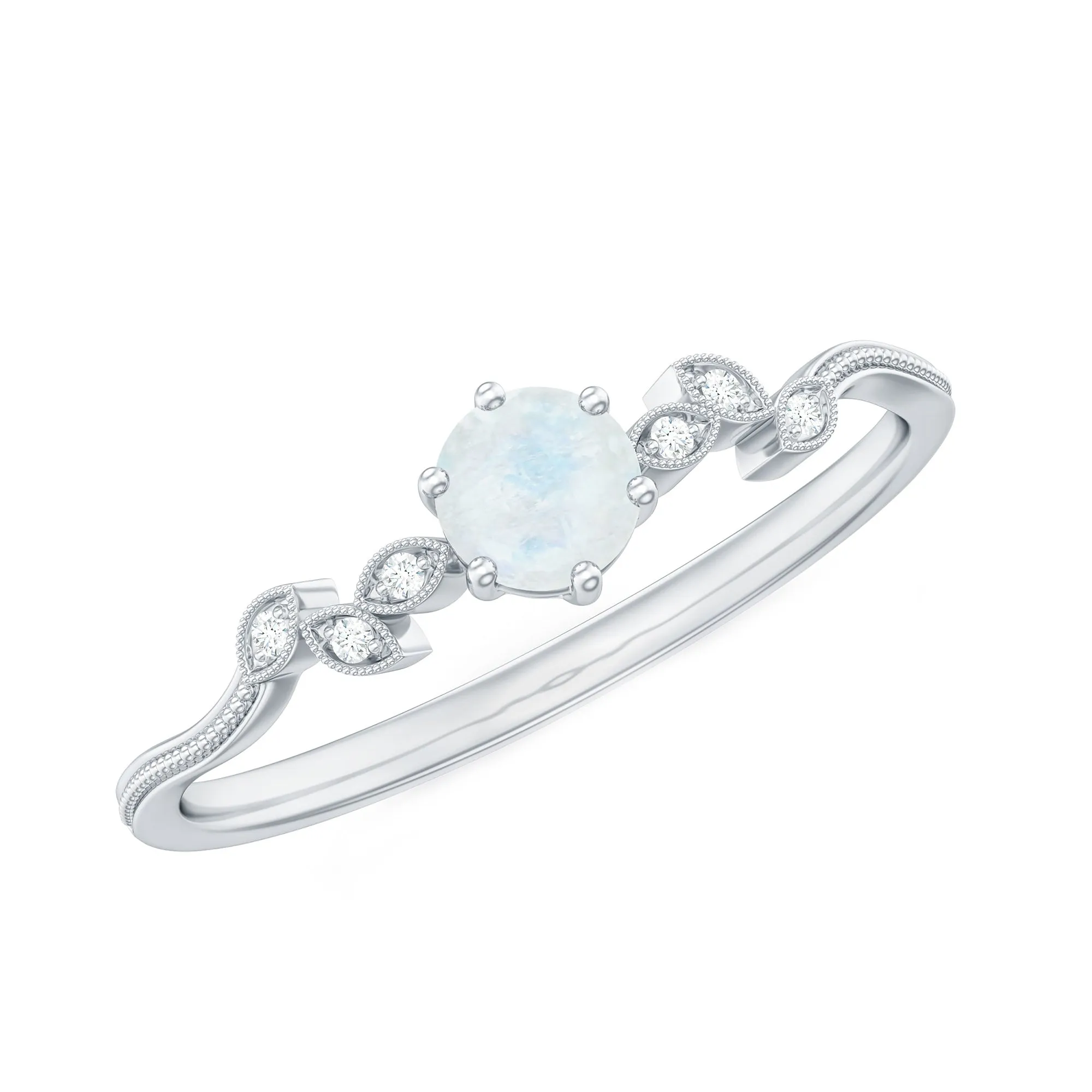 Nature Inspired Moonstone Promise Ring with Diamond