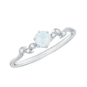 Nature Inspired Moonstone Promise Ring with Diamond