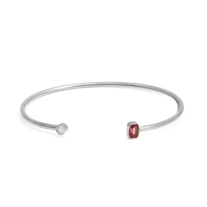 October Opal Birthstone Bangle - Silver