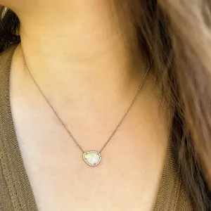 One of a Kind Petite Rose Cut Opal Necklace in Rose Gold