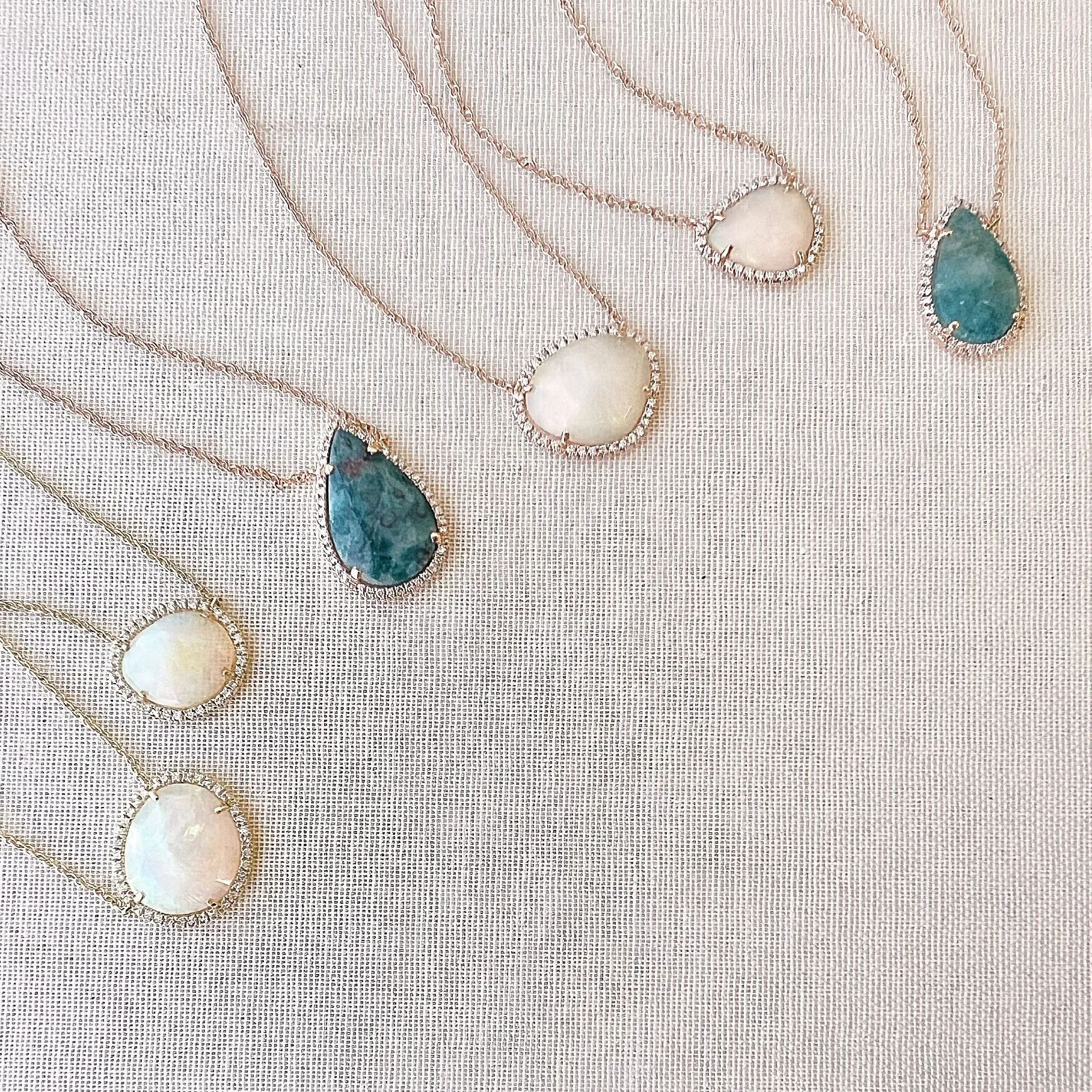 One of a Kind Petite Rose Cut Opal Necklace in Rose Gold