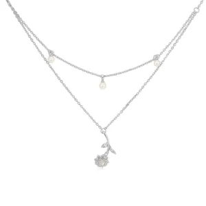 Opal & Freshwater Pearl Silver Layered Necklace - Marigold