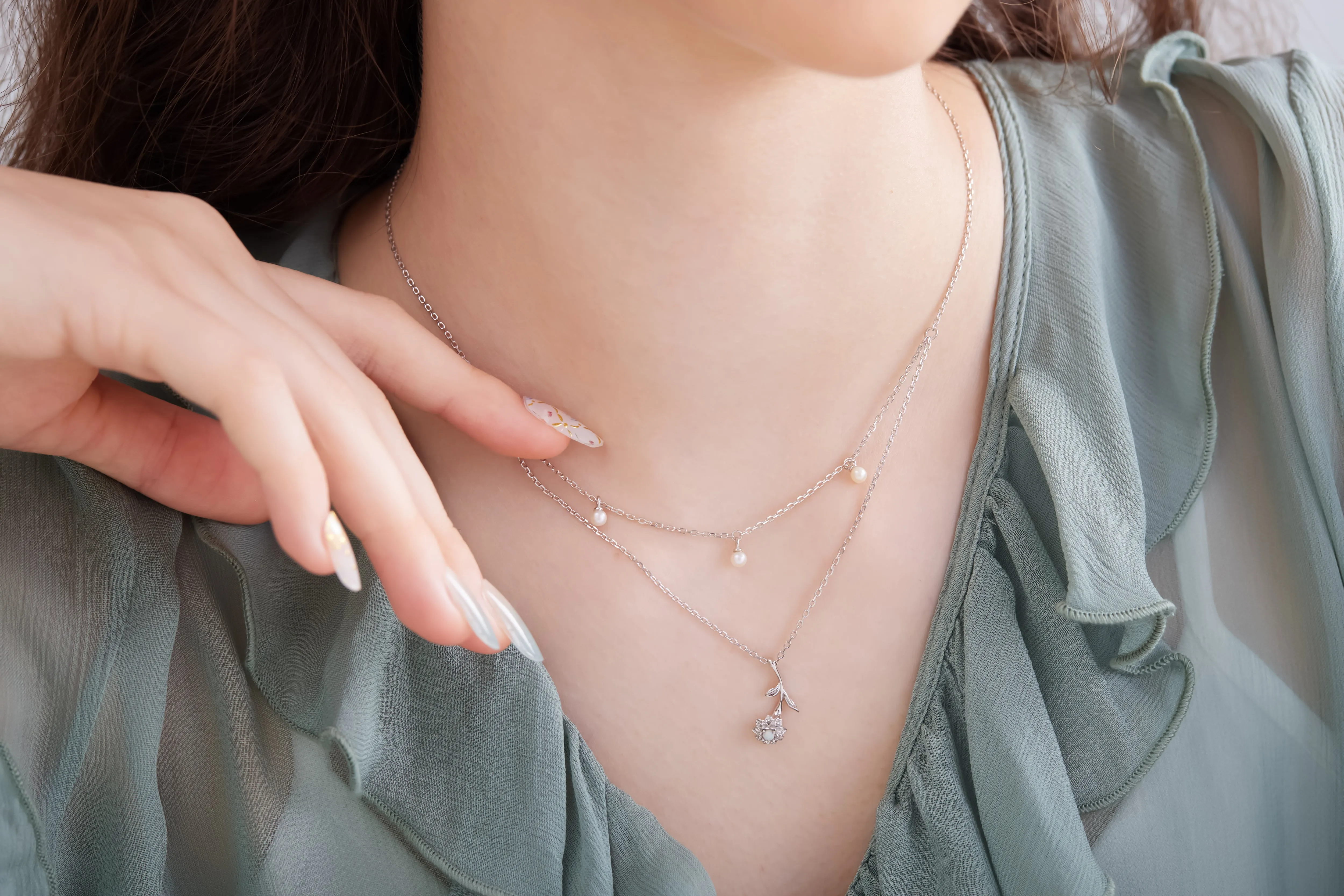 Opal & Freshwater Pearl Silver Layered Necklace - Marigold