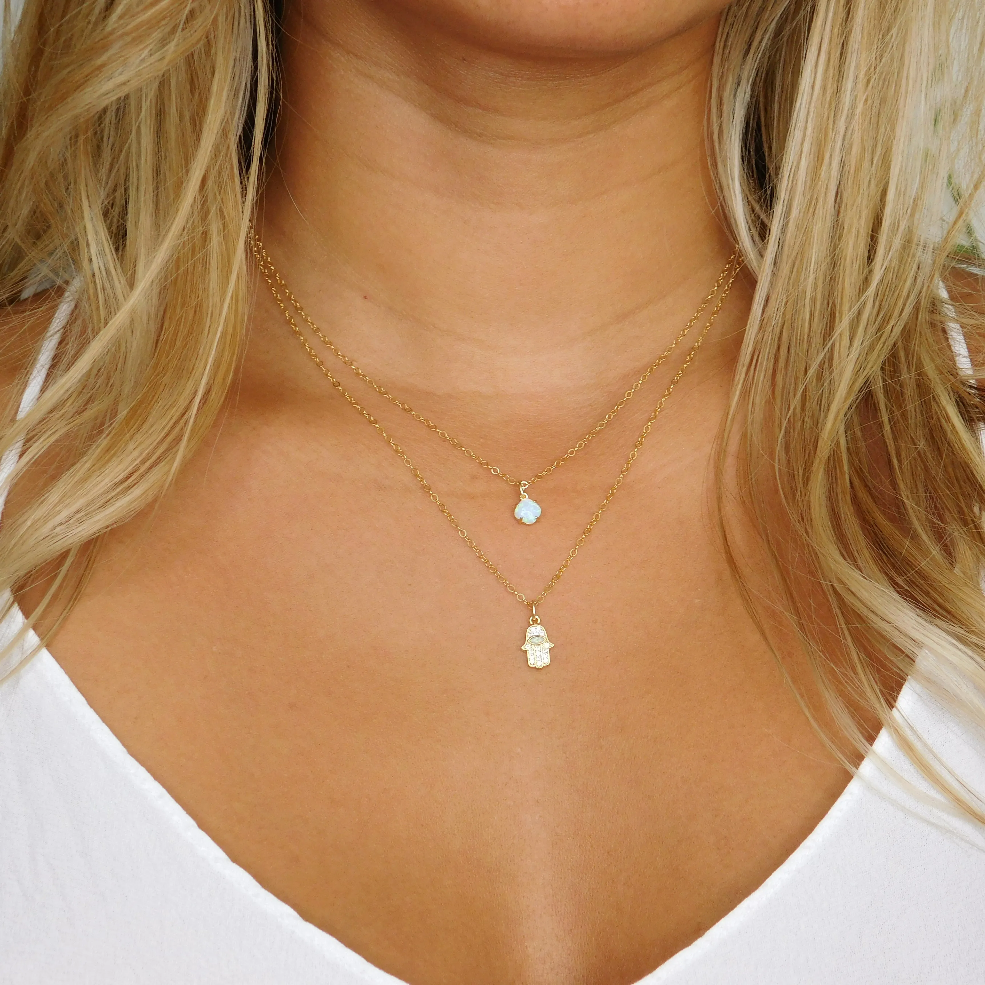 Opal Hamsa Necklace
