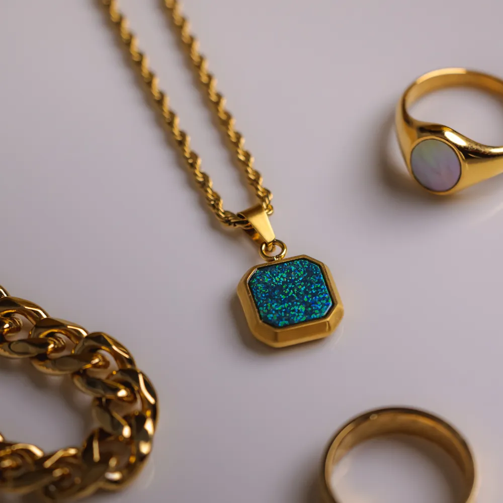 Opal Stone Pendant - Gold