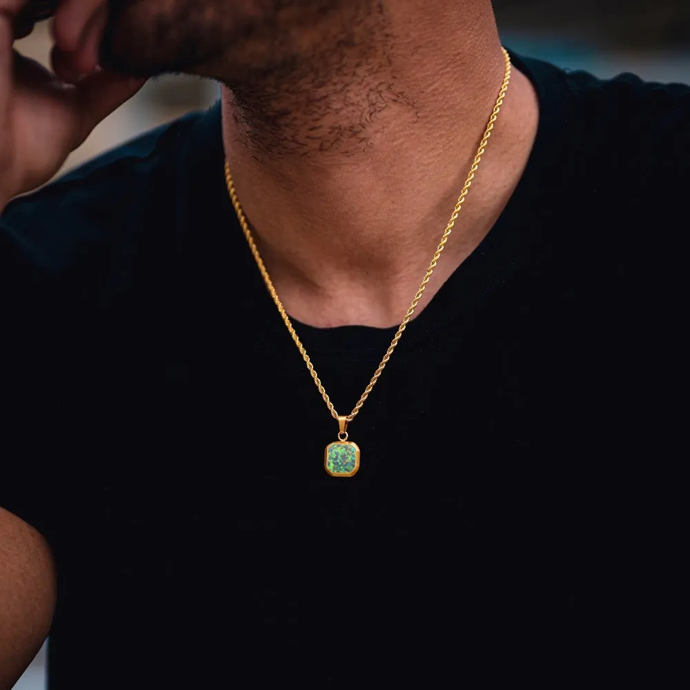 Opal Stone Pendant - Gold