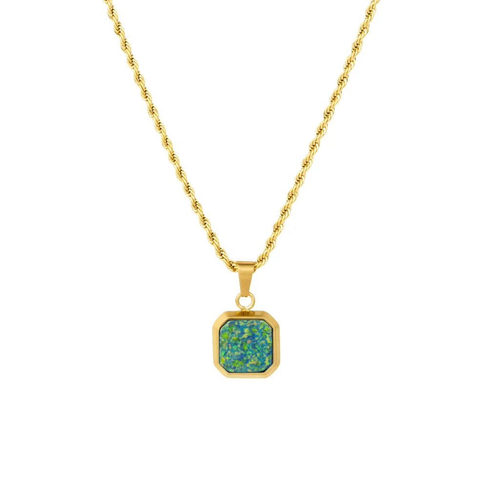 Opal Stone Pendant - Gold