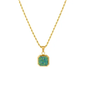 Opal Stone Pendant - Gold