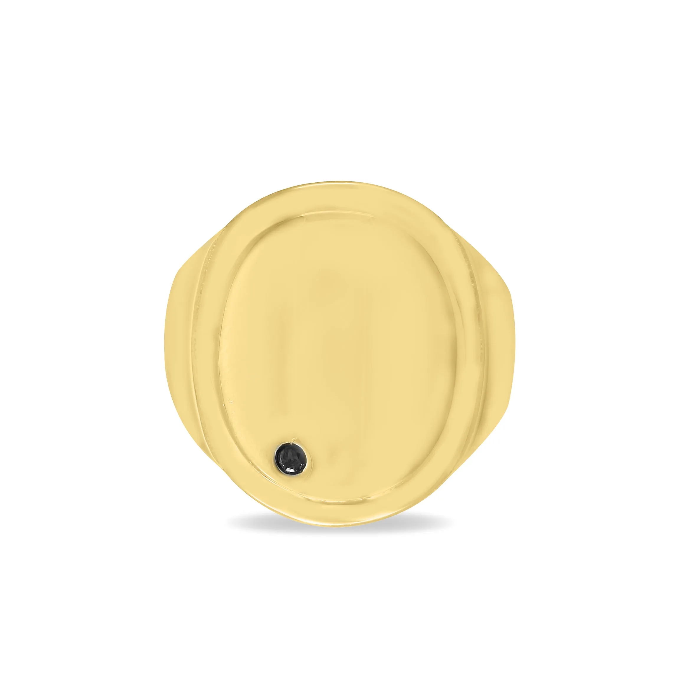 OVAL BLACK DIAMOND SIGNET RING
