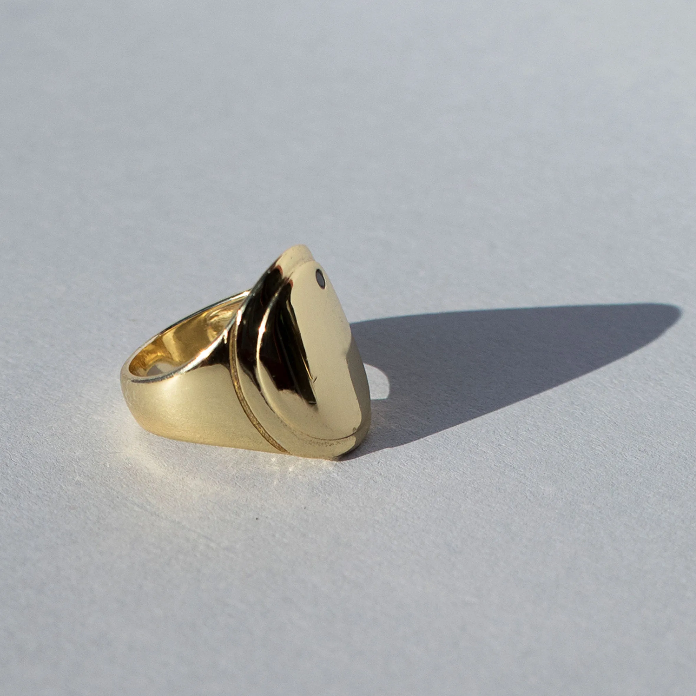 OVAL BLACK DIAMOND SIGNET RING