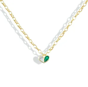 Oval Heirloom Medium Sweetheart Necklace Diamond & Emerald