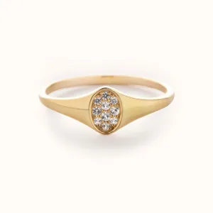 Oval Pavé Signet Ring
