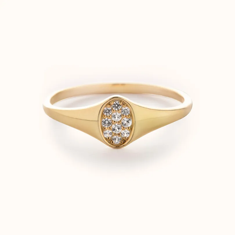 Oval Pavé Signet Ring
