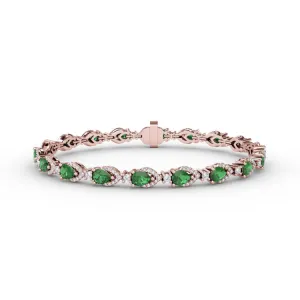 Pear-Shaped Emerald and Diamond Bracelet