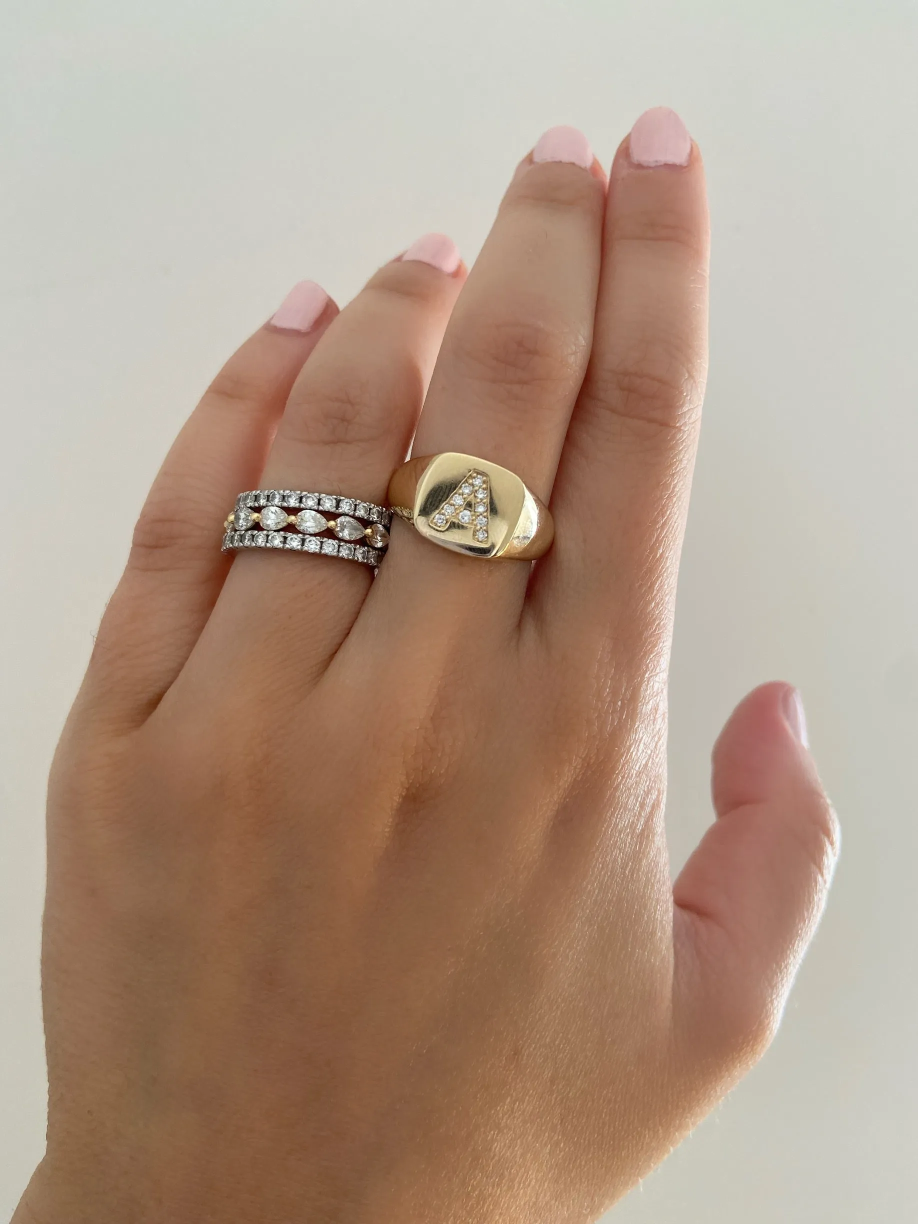 Personalized Diamond Initial Signet Ring