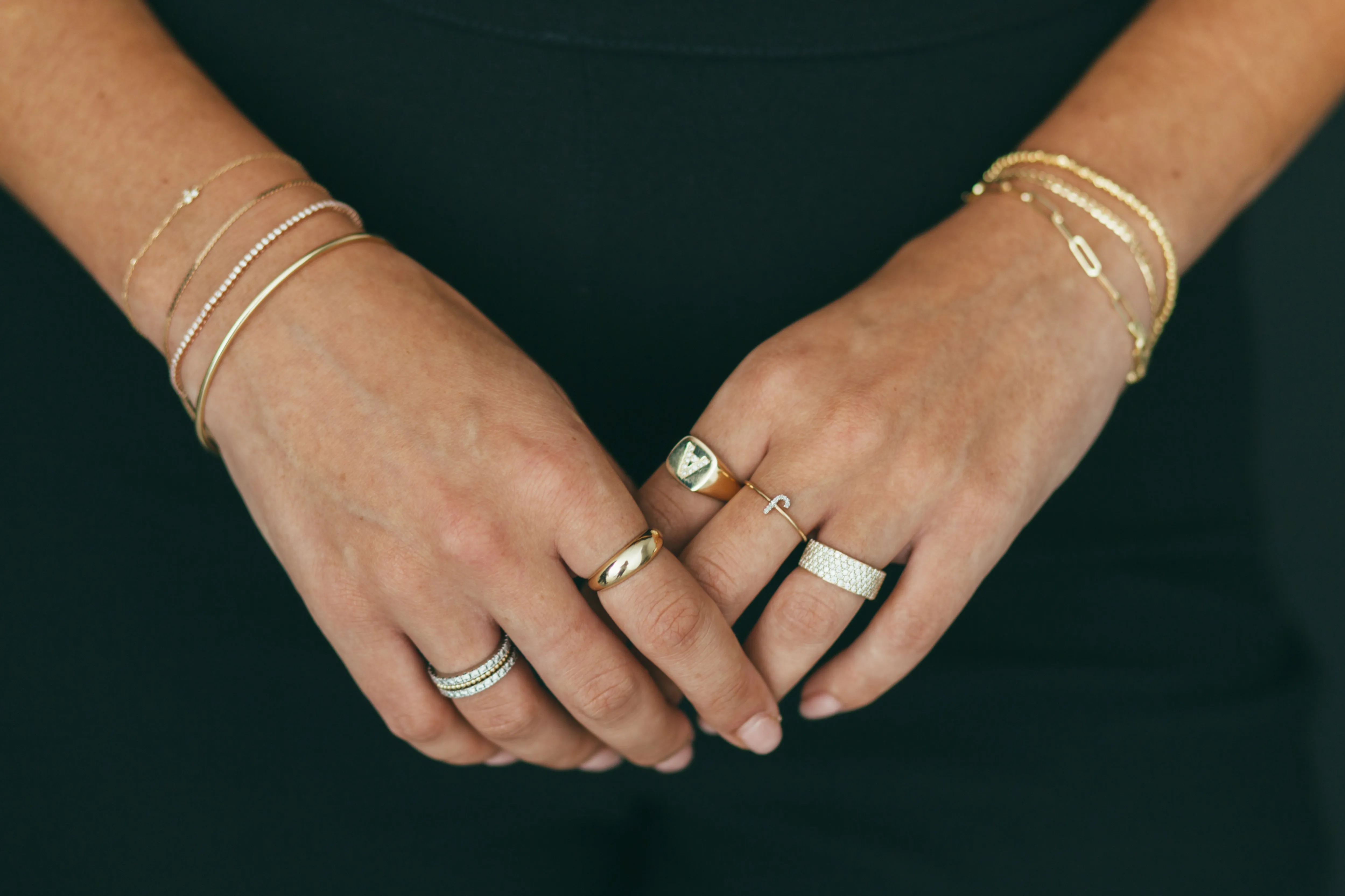 Personalized Diamond Initial Signet Ring
