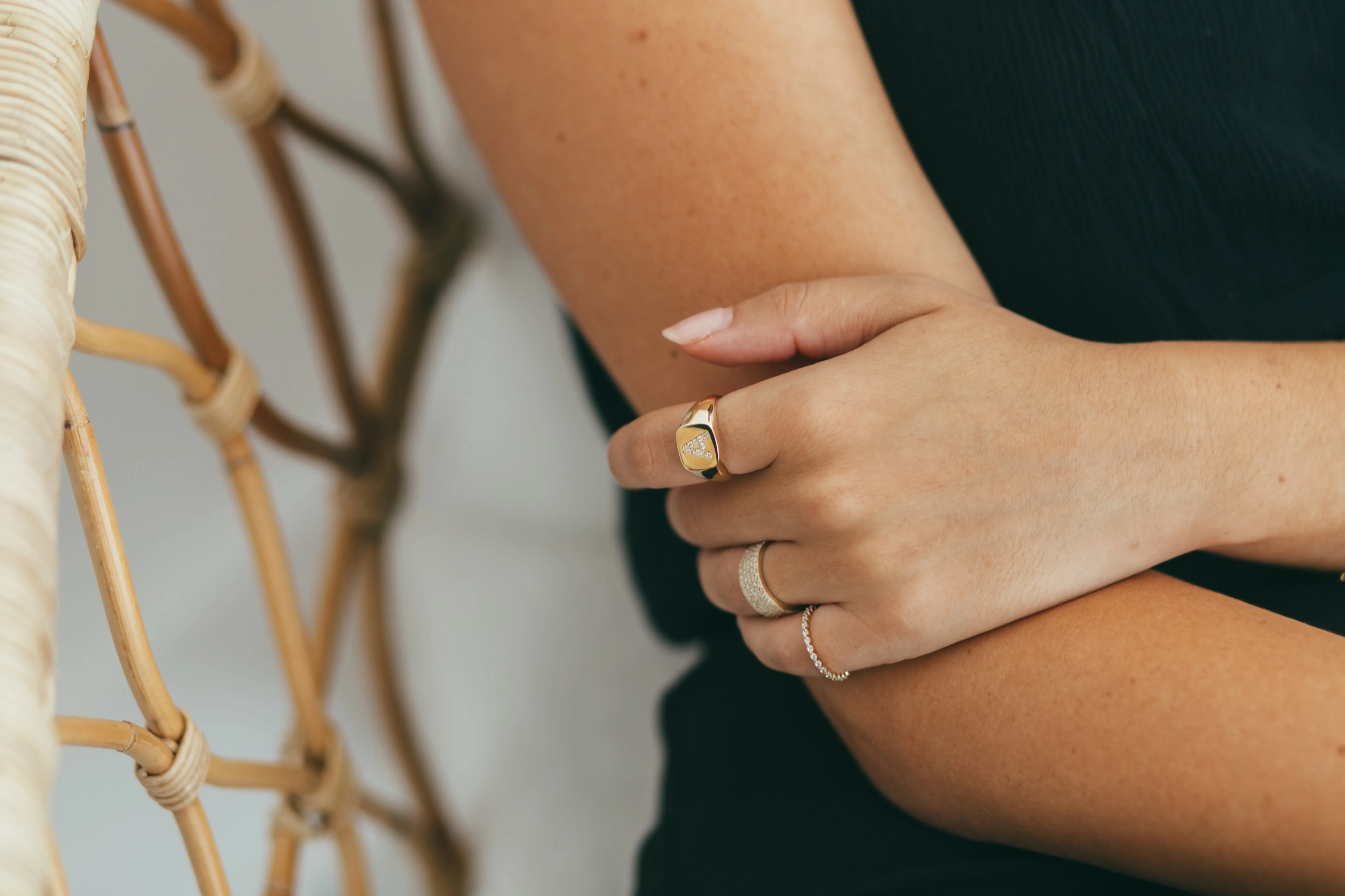 Personalized Diamond Initial Signet Ring