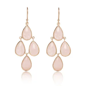 Petal Chandelier, Rose Quartz, Gold