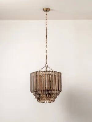 Petalia - 9 light bronze and smoked chocolate glass tube tall chandelier