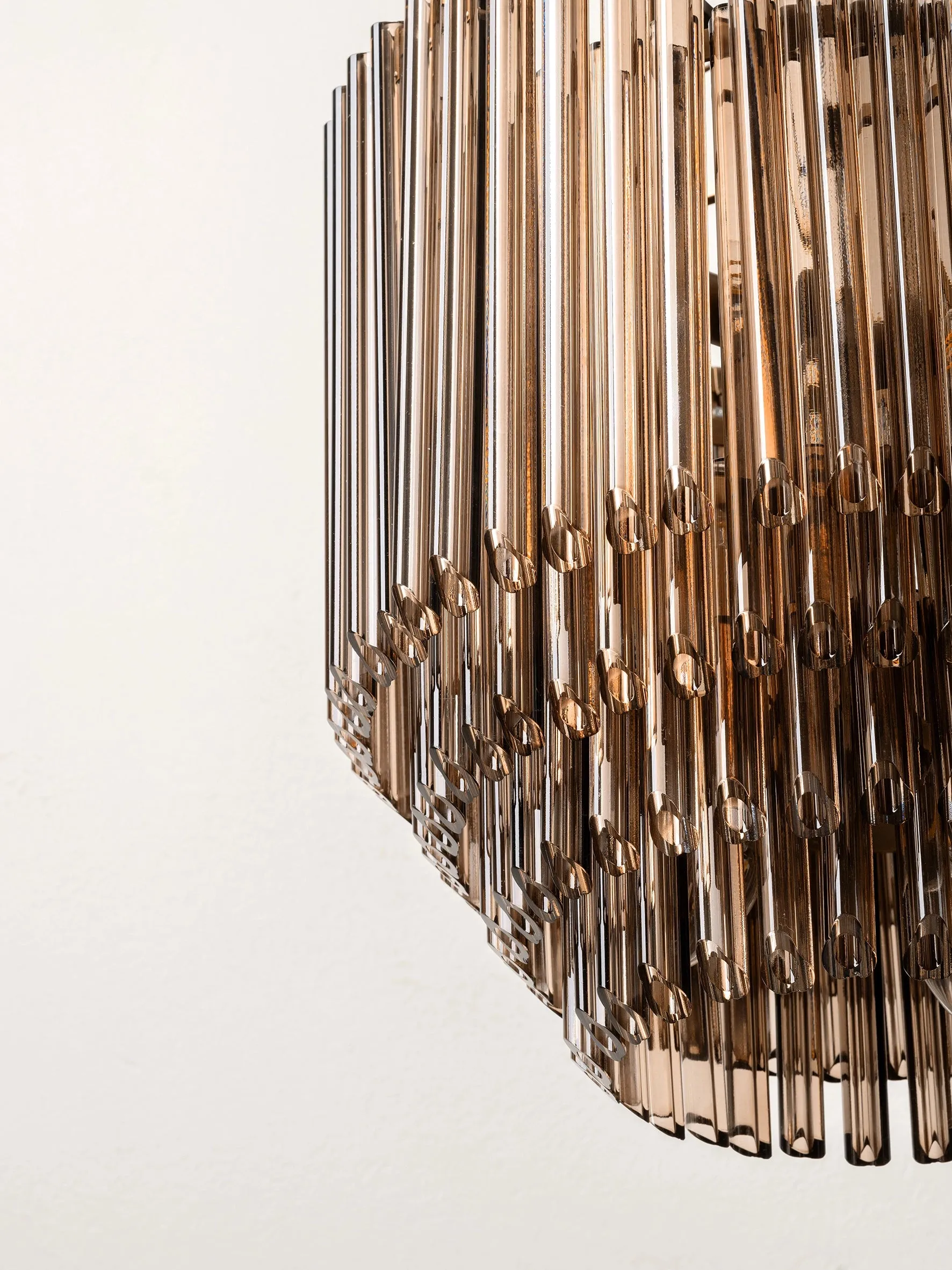 Petalia - 9 light bronze and smoked chocolate glass tube tall chandelier