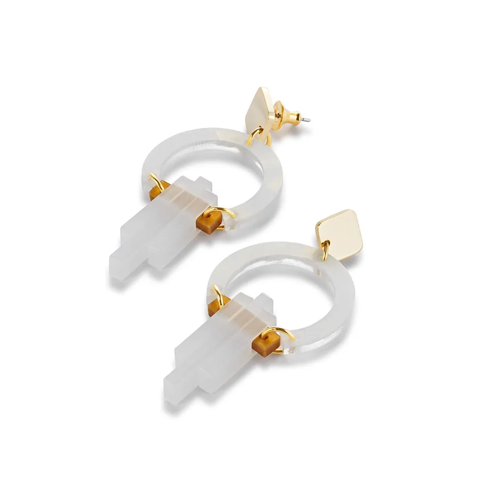 Petite Art Deco Chandelier Earrings - White - 24EPADCw