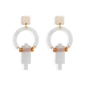 Petite Art Deco Chandelier Earrings - White - 24EPADCw