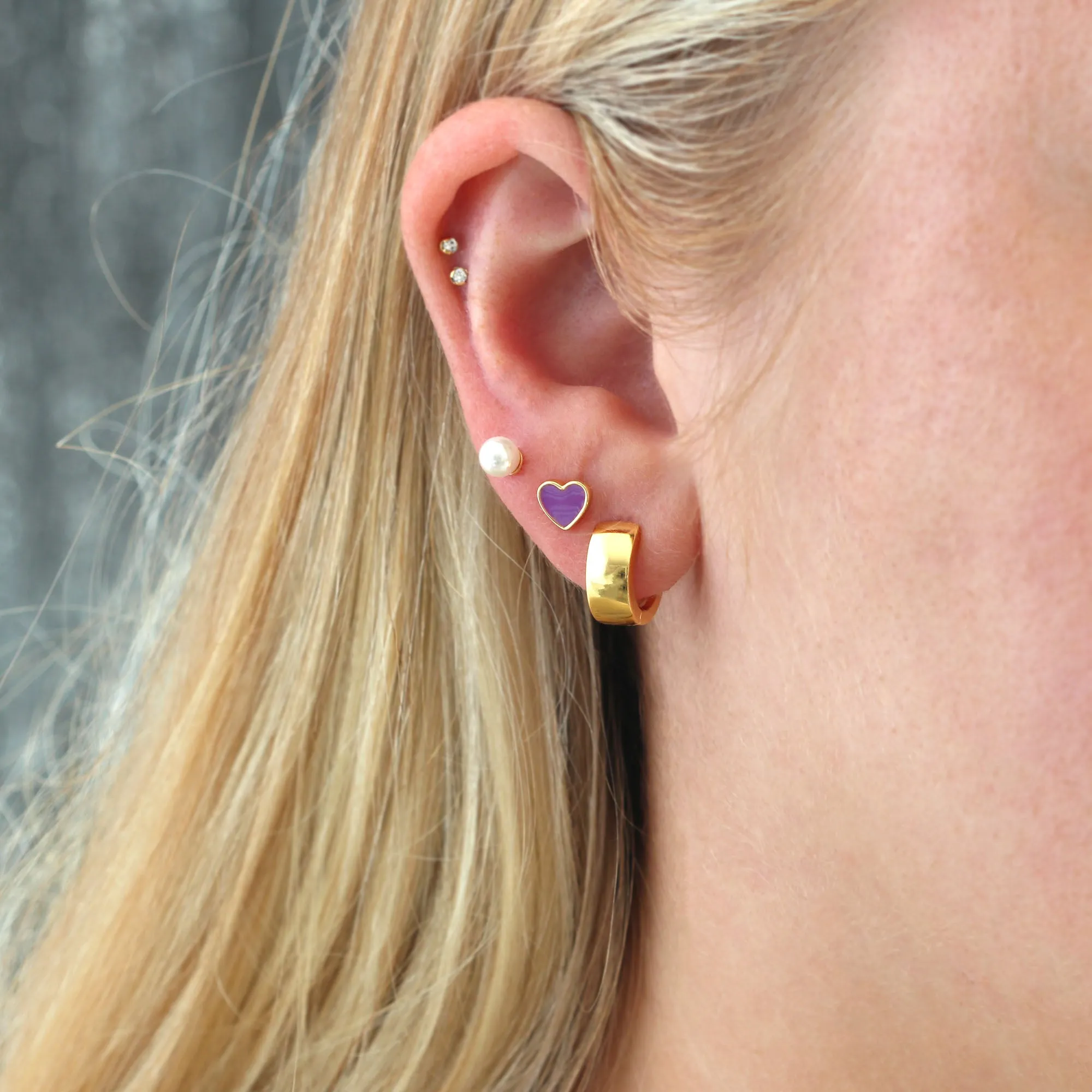 Petite Heart Enamel Stud Earrings