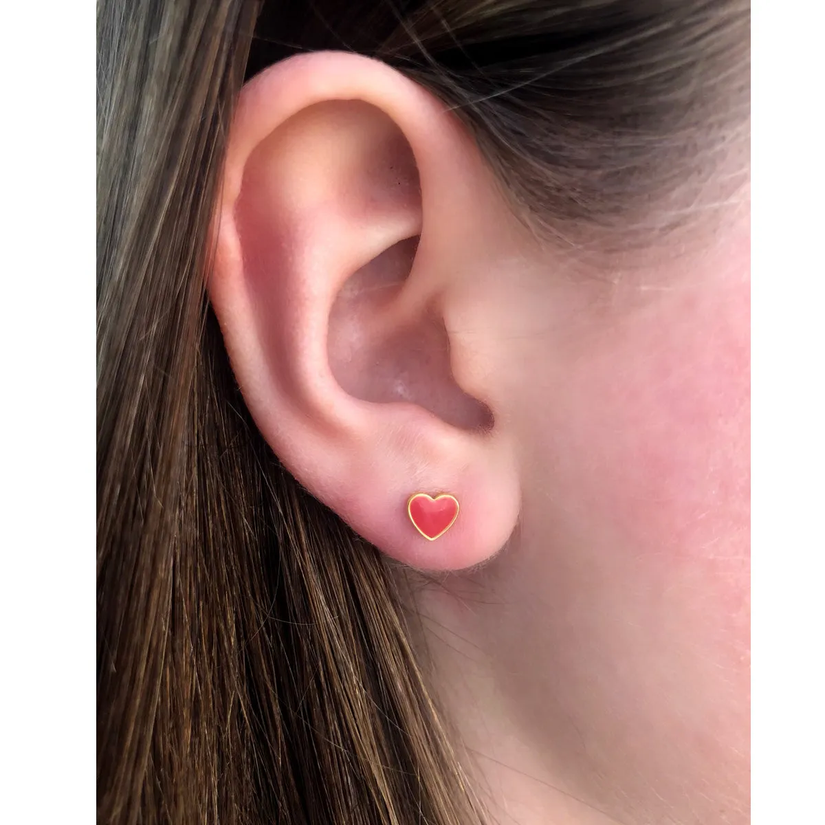 Petite Heart Enamel Stud Earrings