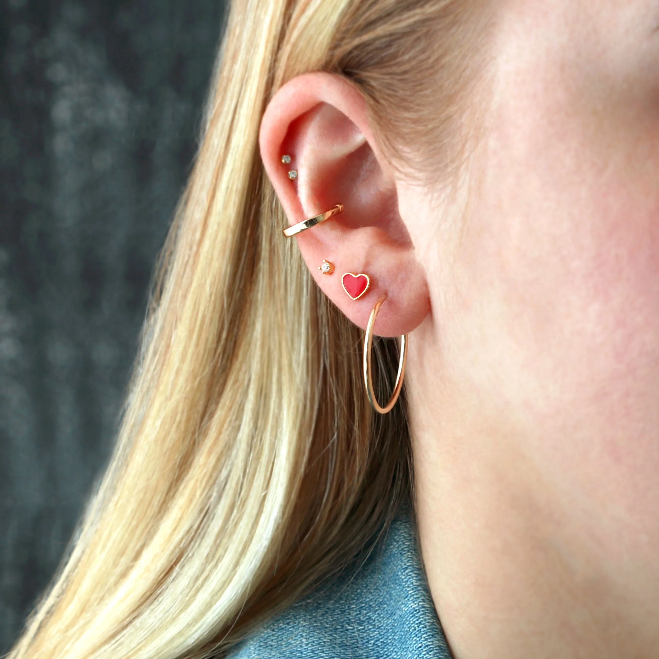 Petite Heart Enamel Stud Earrings