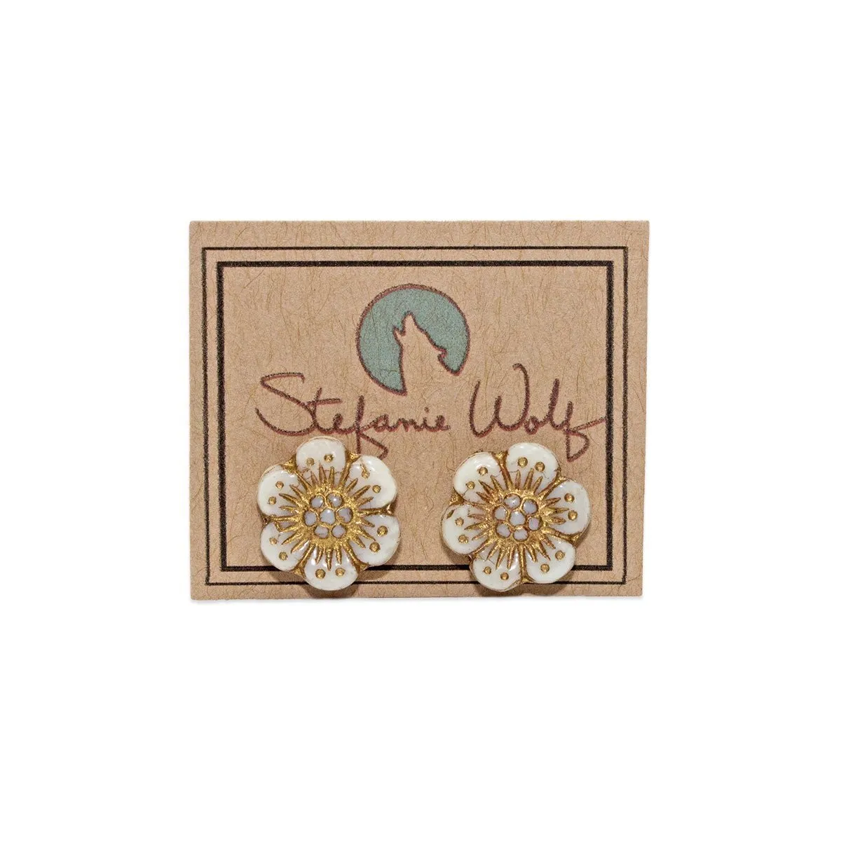Pink Wild Rose Flower Stud Earrings