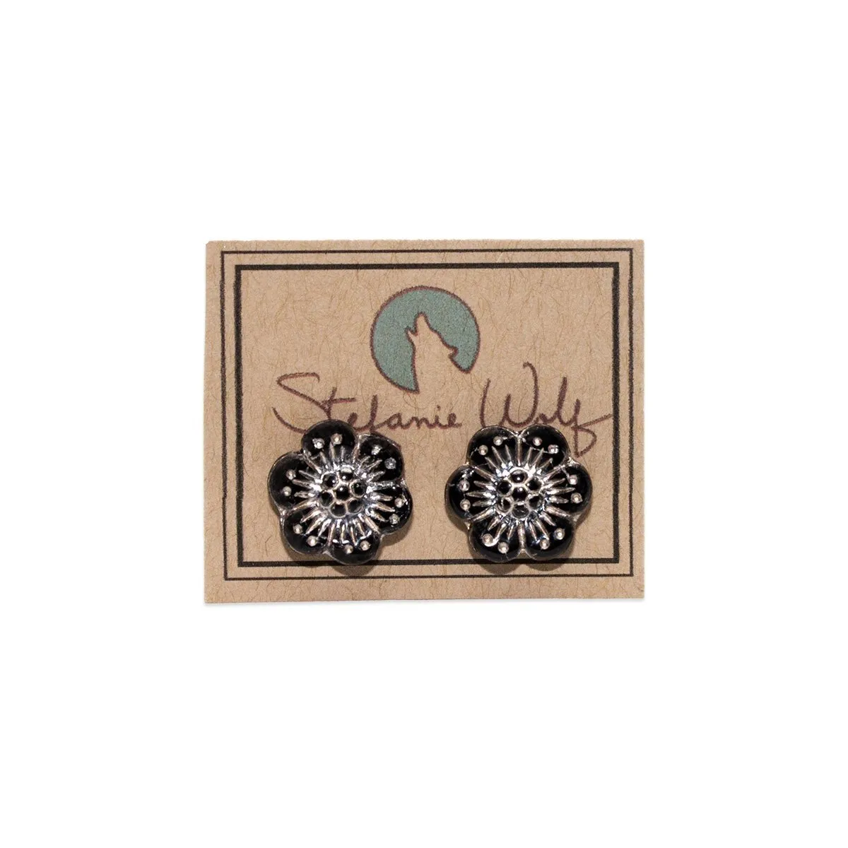 Pink Wild Rose Flower Stud Earrings