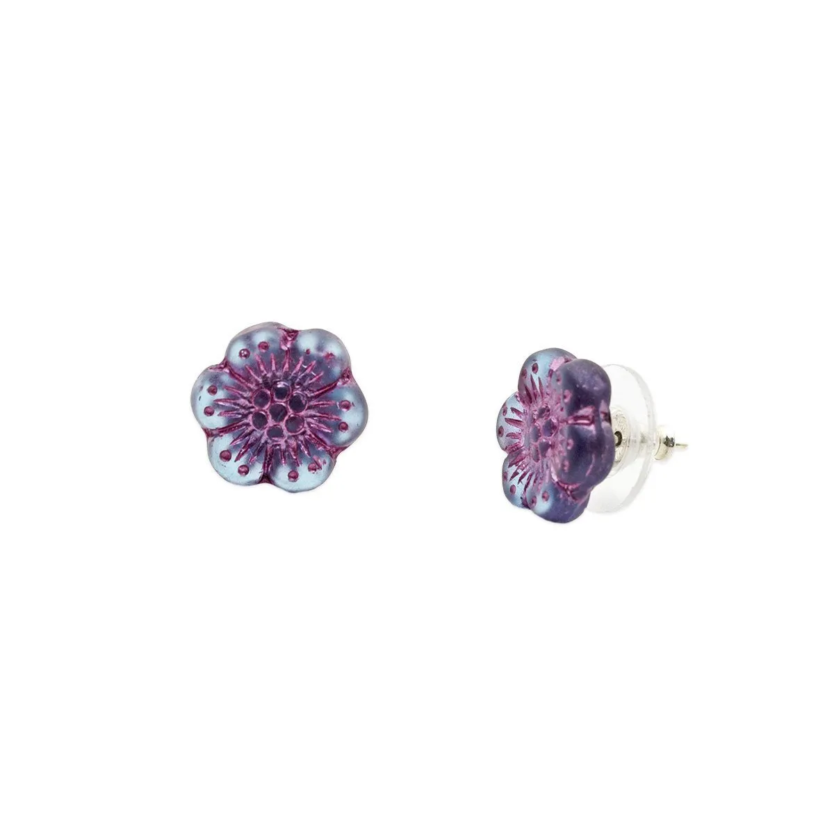 Pink Wild Rose Flower Stud Earrings