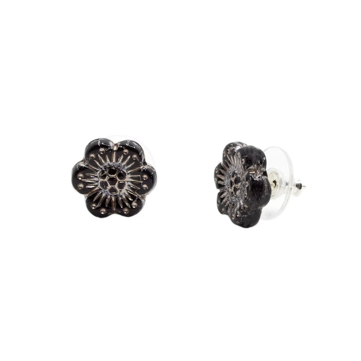 Pink Wild Rose Flower Stud Earrings