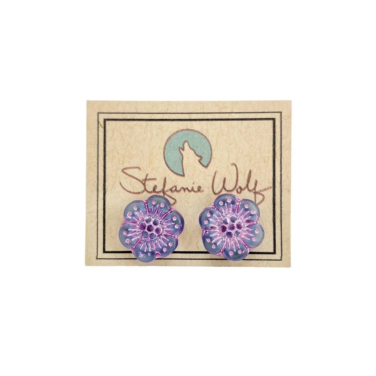 Pink Wild Rose Flower Stud Earrings