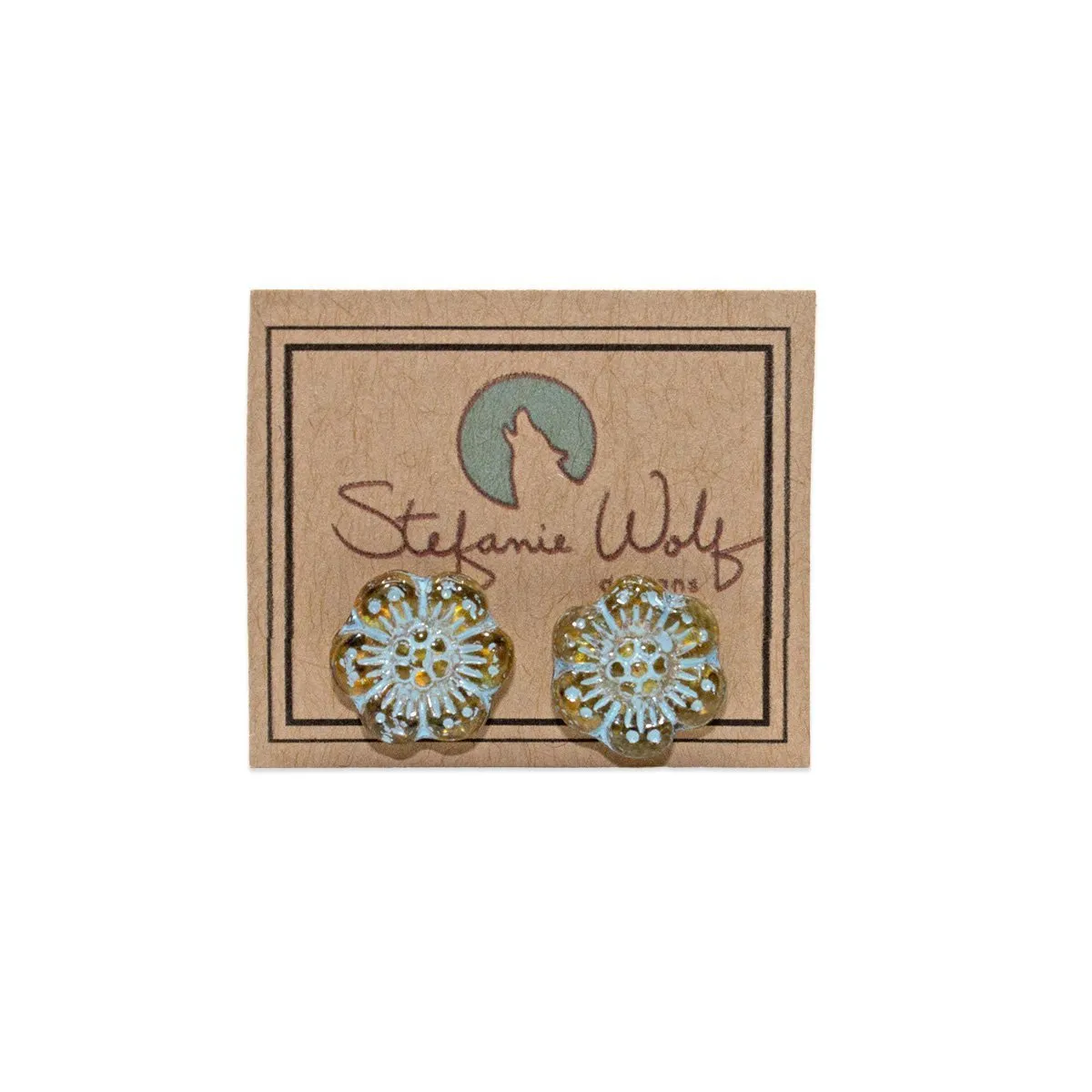 Pink Wild Rose Flower Stud Earrings