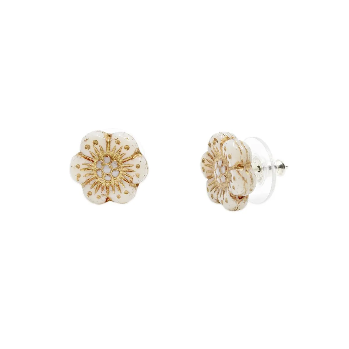 Pink Wild Rose Flower Stud Earrings