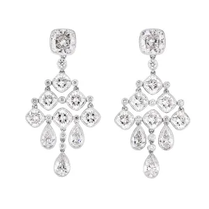 Platinum Cushion-cut Diamond Chandelier Earrings