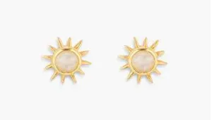 Puravida GOLD Moonstone Sunray Stud Earrings