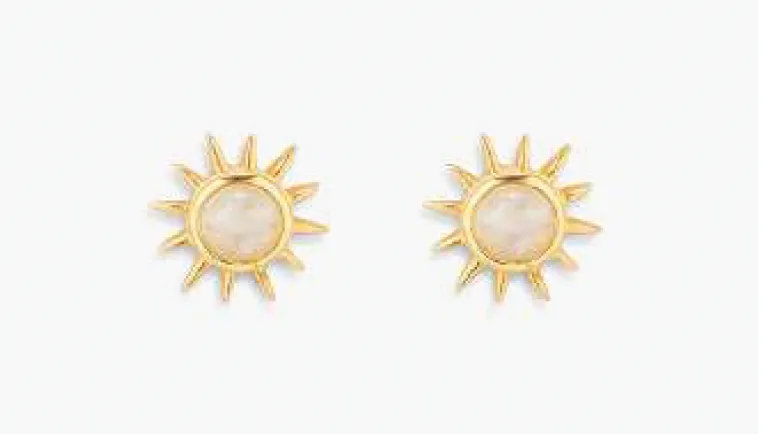 Puravida GOLD Moonstone Sunray Stud Earrings