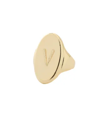 "V" Signet Statement Ring - RFK51BGMTL