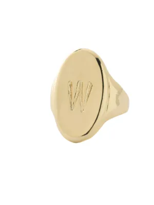 "W" Signet Statement Ring - RFK52BGMTL