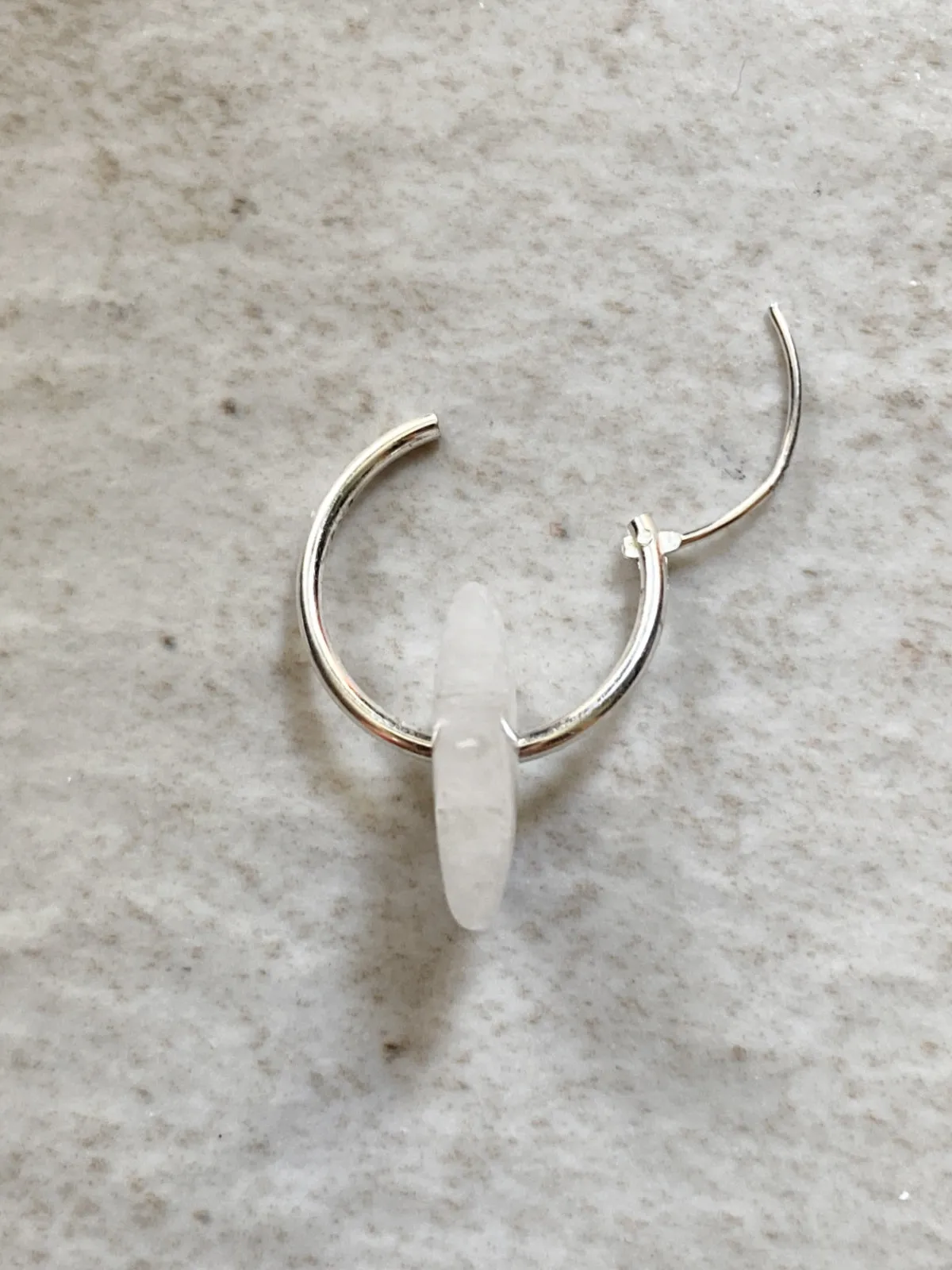 Rainbow Moonstone Heart Hoops